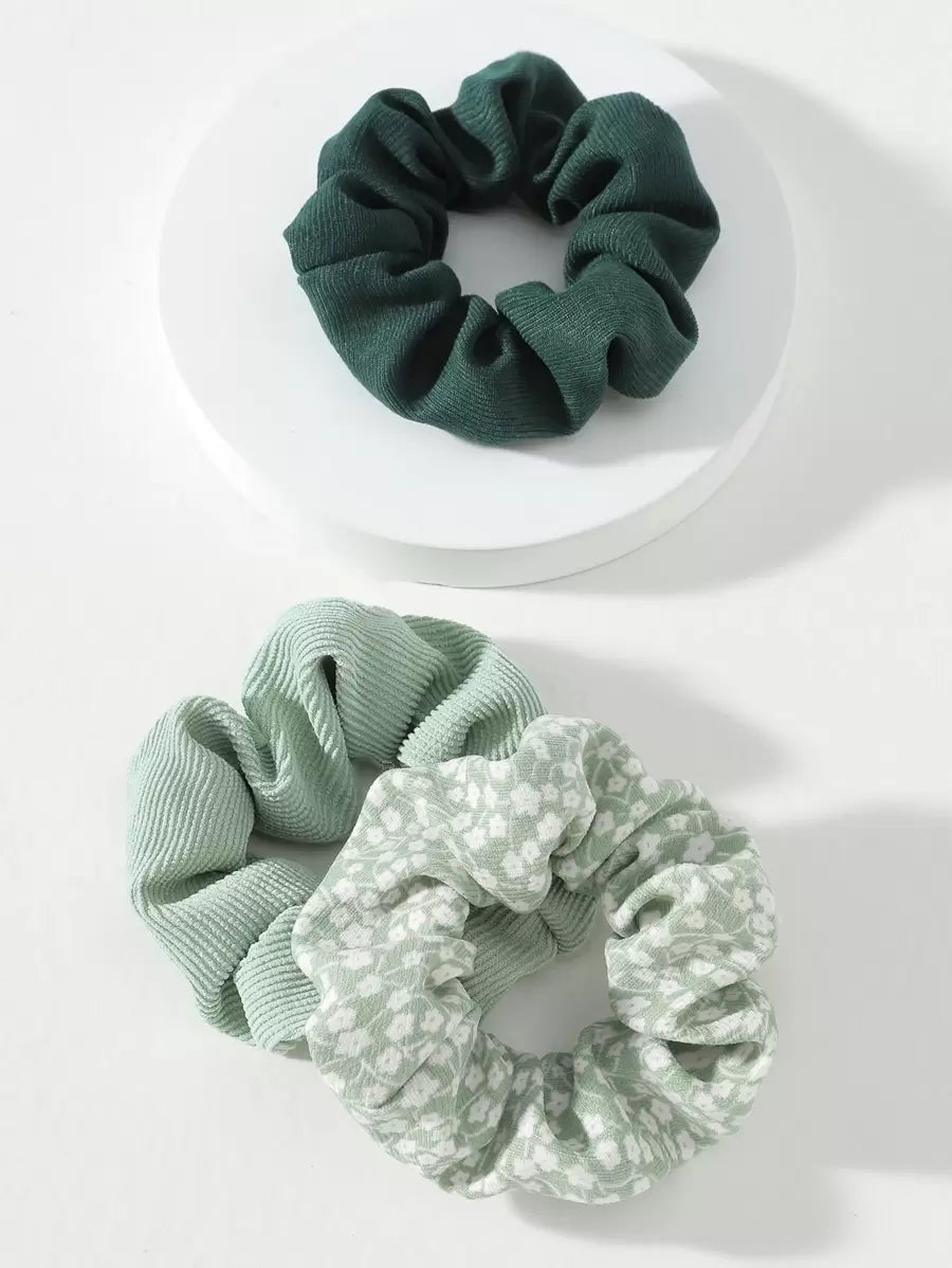 Green Scrunchie Set — 3 Piece