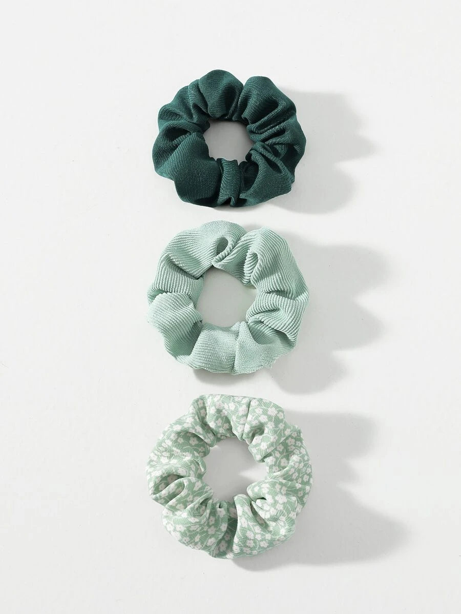 Green Scrunchie Set — 3 Piece