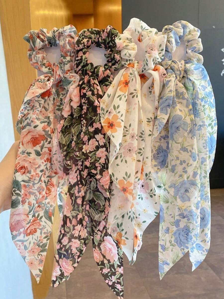 Floral Scrunchie Set — 5 Piece