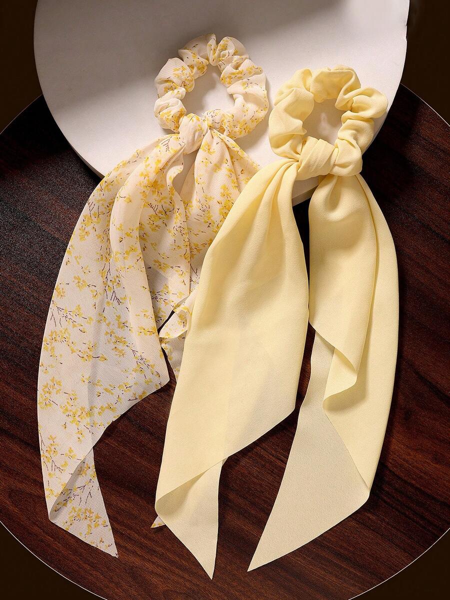 Pink Floral Shimmer Scrunchie Set