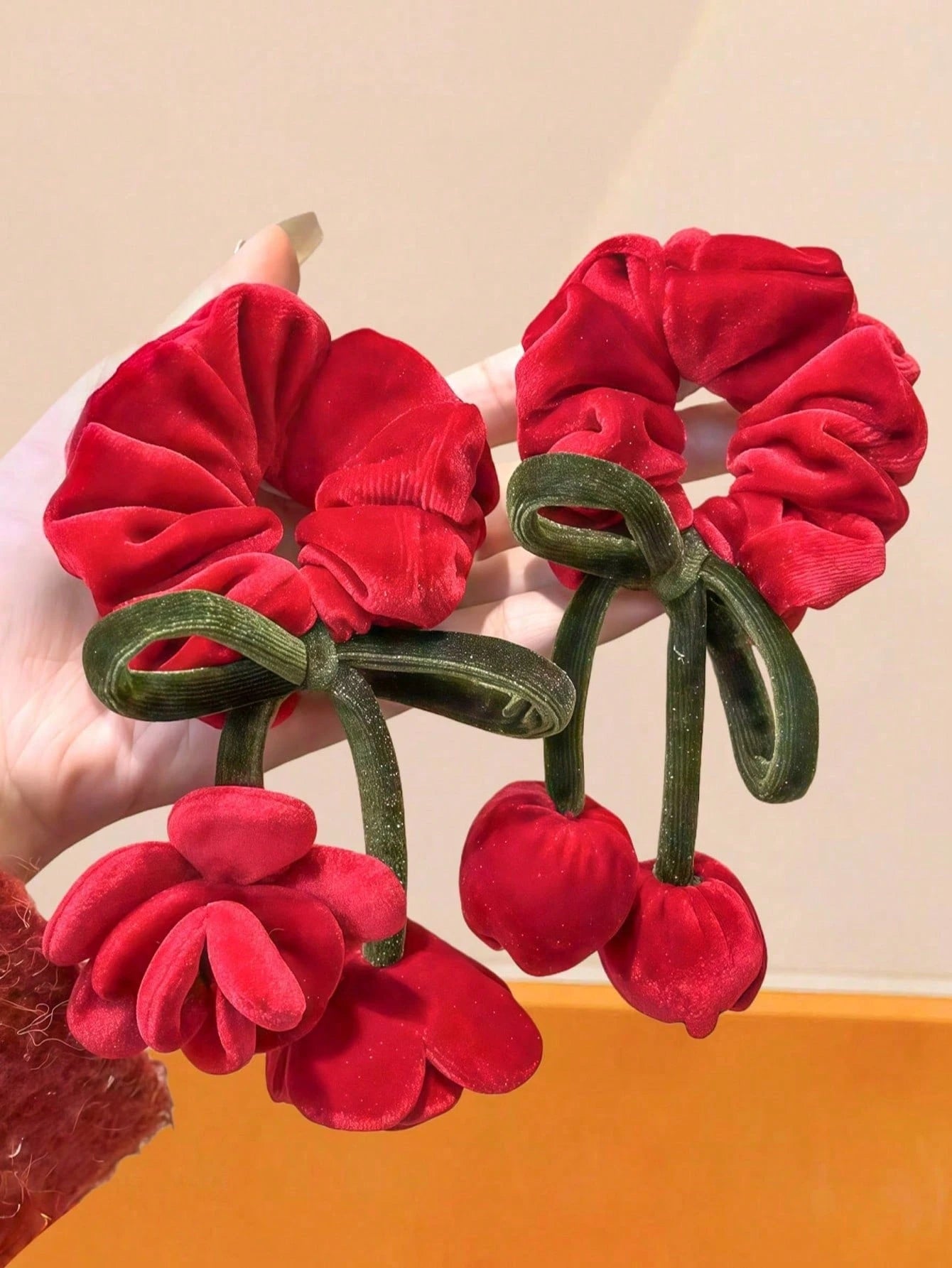 Red Velvet Cherry Scrunchie Set